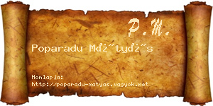 Poparadu Mátyás névjegykártya